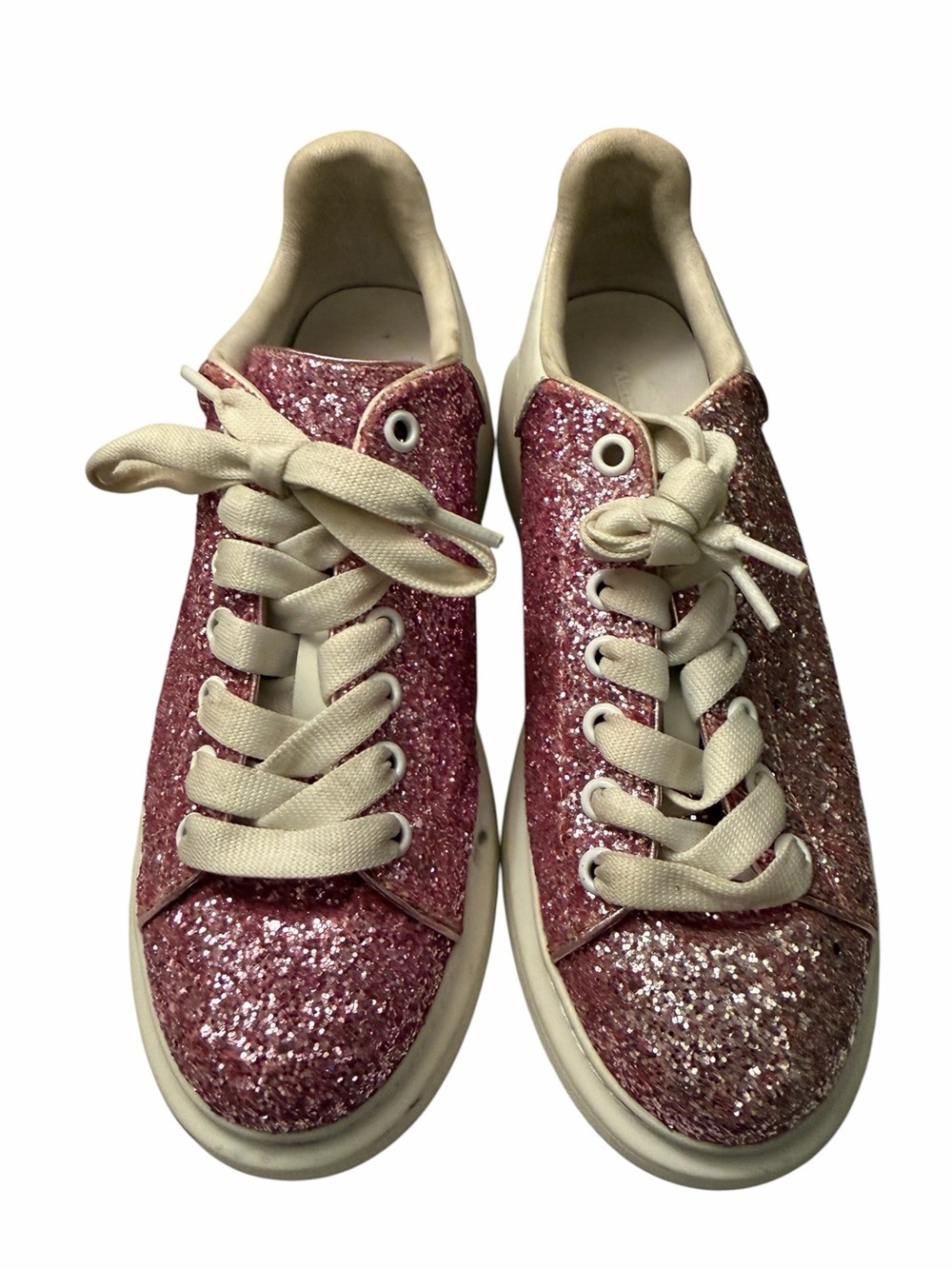 Alexander McQueen Pink Glitter Low-Top Sneakers, pre-owned, SZ 43